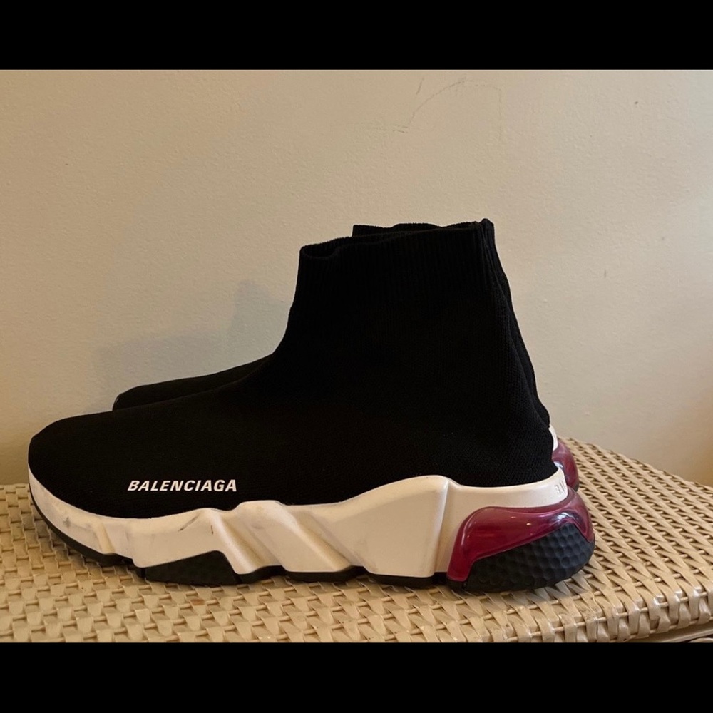 Balenciaga speed sock sneaker, black & white, size 38